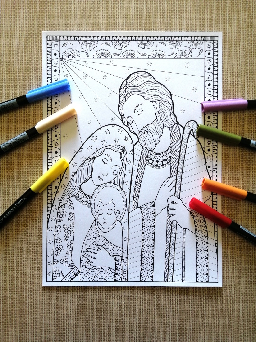 Nativity. Printable Coloring Page.coloring Page for Adults.coloring