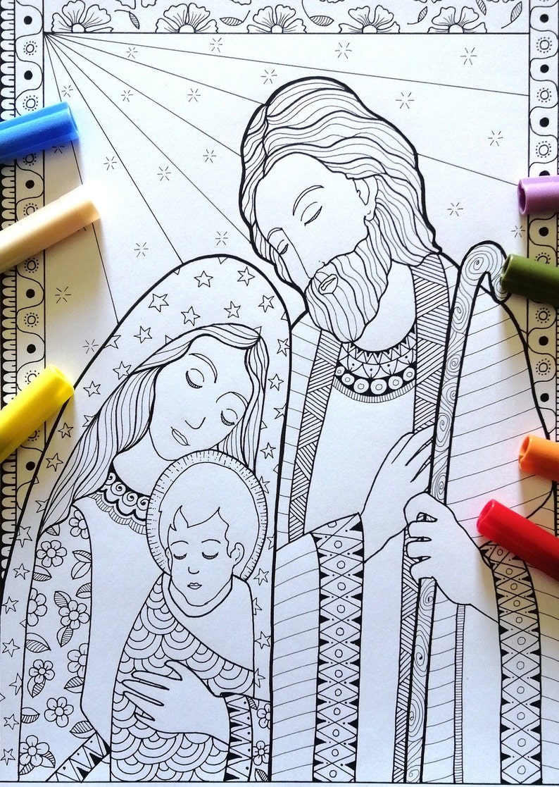 Nativity. Printable Coloring page.Coloring page for adults.Coloring