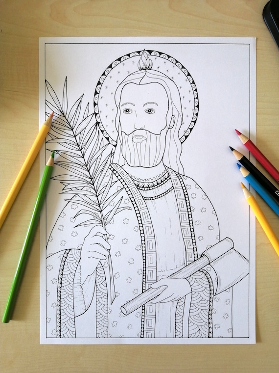 San Judas Tadeo Dibujo para colorear para adultos JPG - Etsy México San Judas Tadeo Dibujo para colorear para adultos JPG - Etsy México