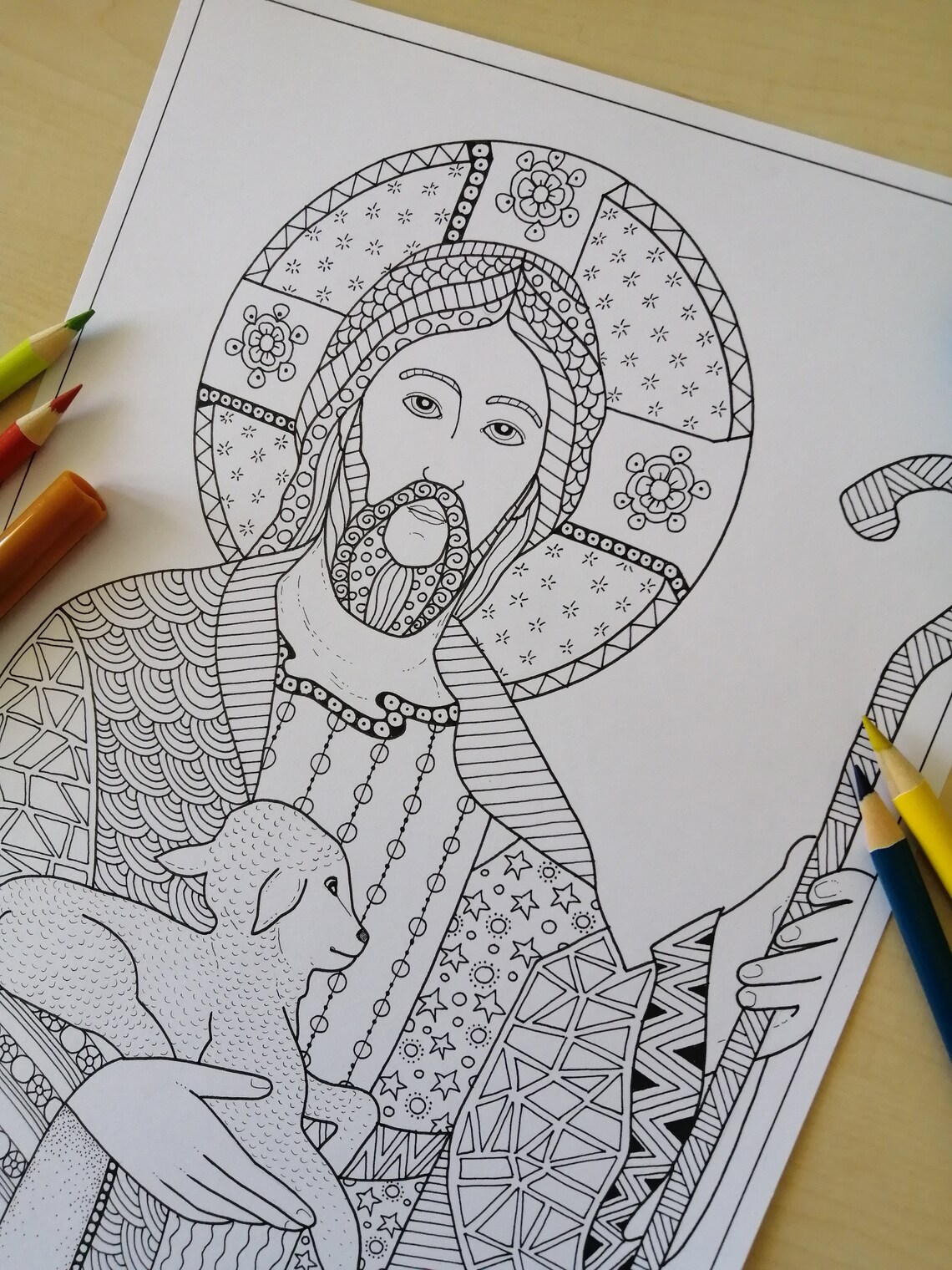 Jesus Good Shepherd Printable Coloring Page for Adult Printable JPG