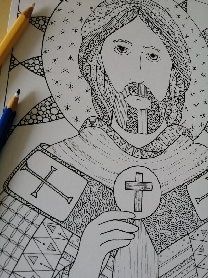 Jesus Christ and the Eucharist Coloring Page for Adults Printable