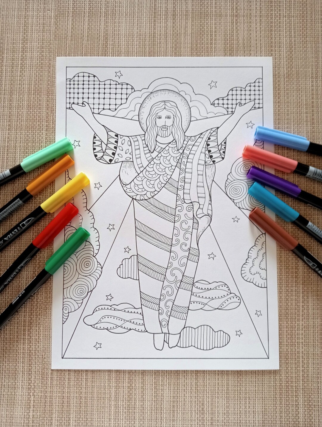 Ascension of Jesus. Printable Coloring Page. PDF JPEG From ...