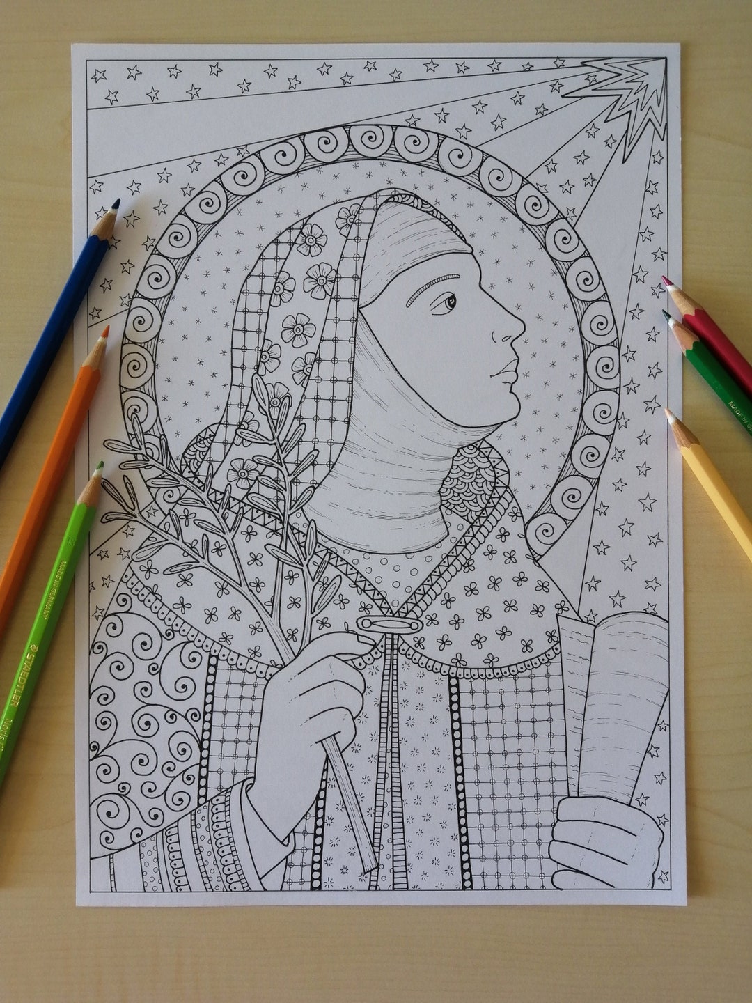 Saint Clare of Assisi Coloring Page for Adult Printable - Etsy
