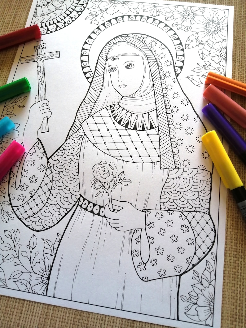 Saint Rita of Cascia. Printable Coloring Page for Adults. PDF File ...