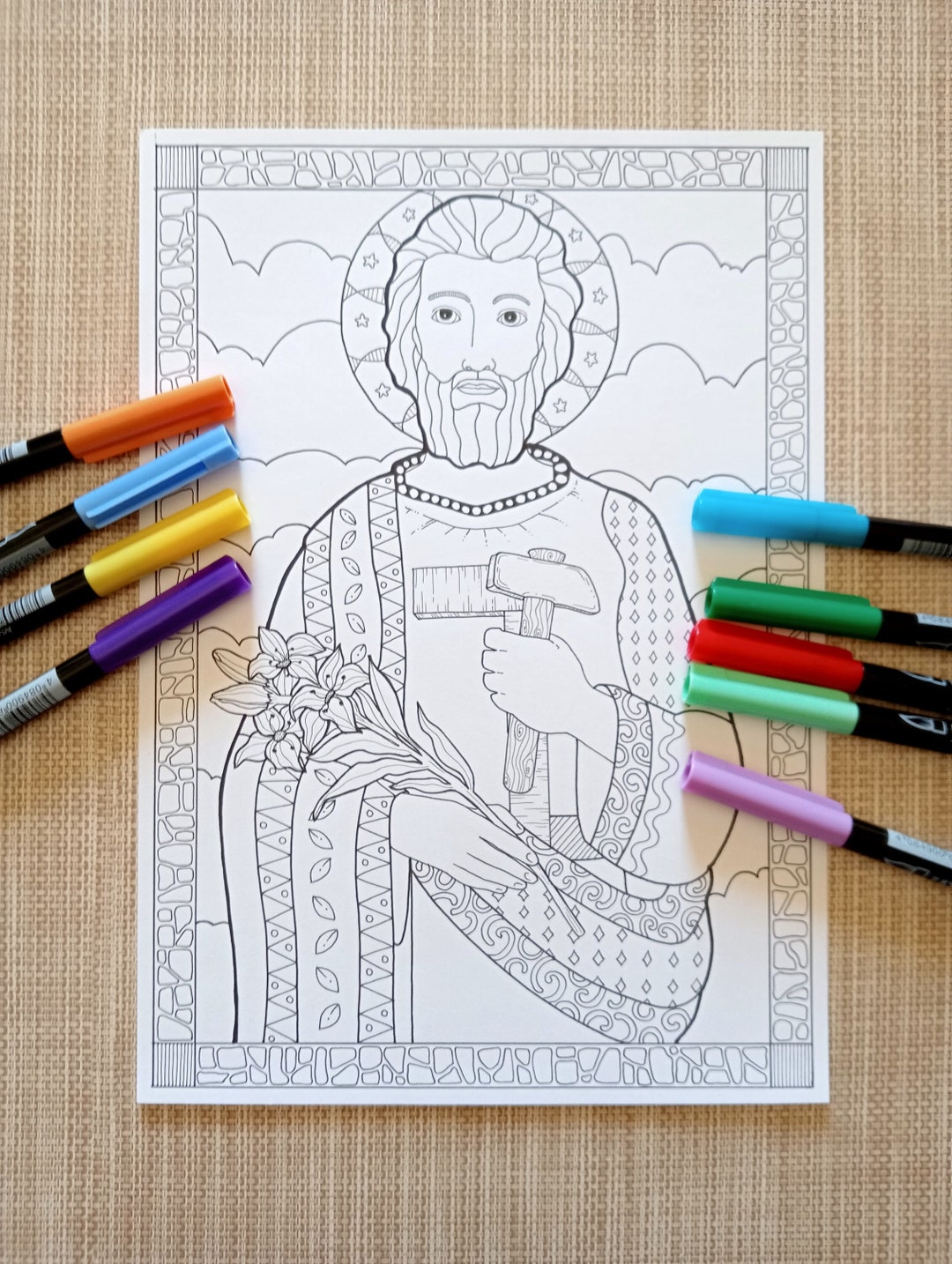 Saint Joseph. PDF. Printable Coloring Page - Etsy