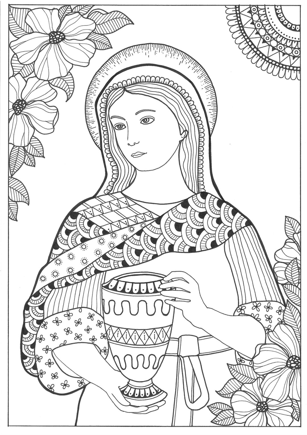 Saint Martha of Bethany. Printable Coloring Page. PDF JPG Files - Etsy