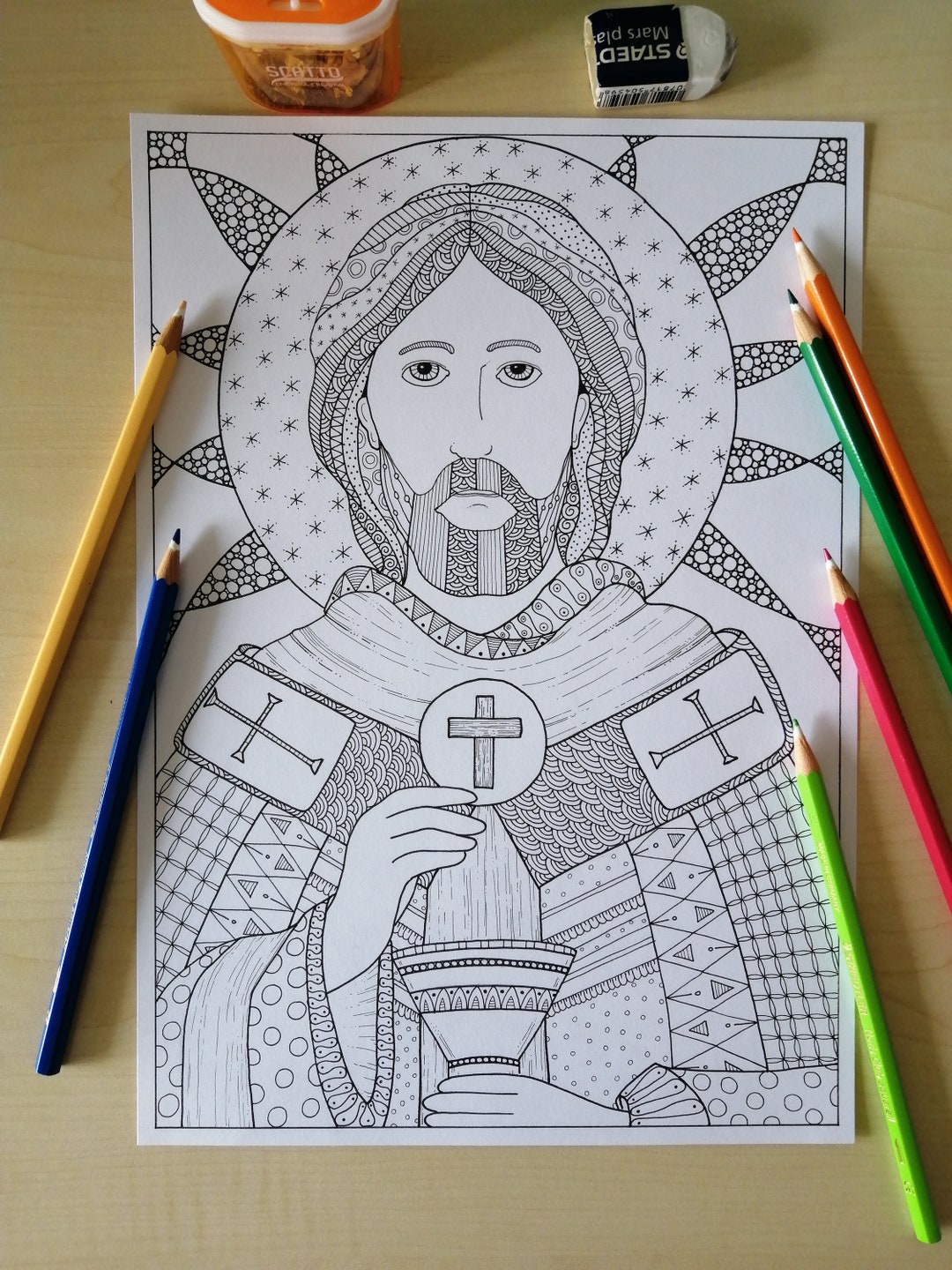 Jesus Christ and the Eucharist Coloring Page for Adults Printable ...