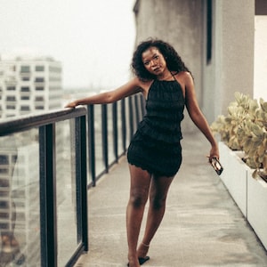 Black Tiered Halter Two-Piece Set