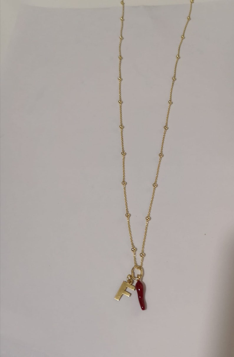 Necklacegoldhornredinitialpersonalized