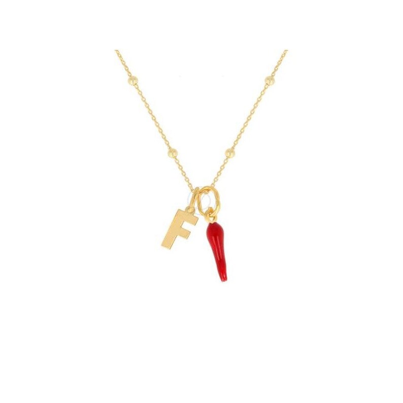 Necklacegoldhornredinitialpersonalized