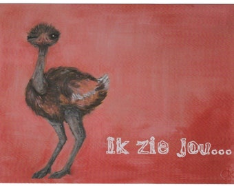Wenskaart- Struisvogel