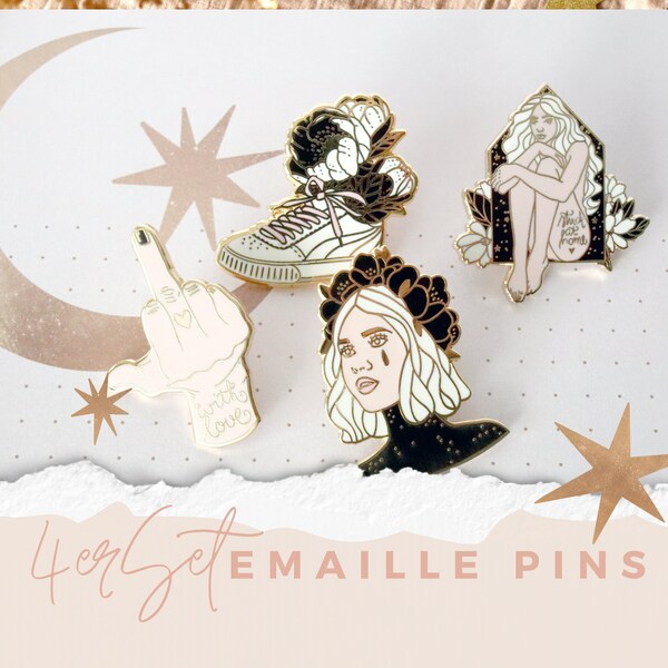 4er Set Emaille Pins "with love"