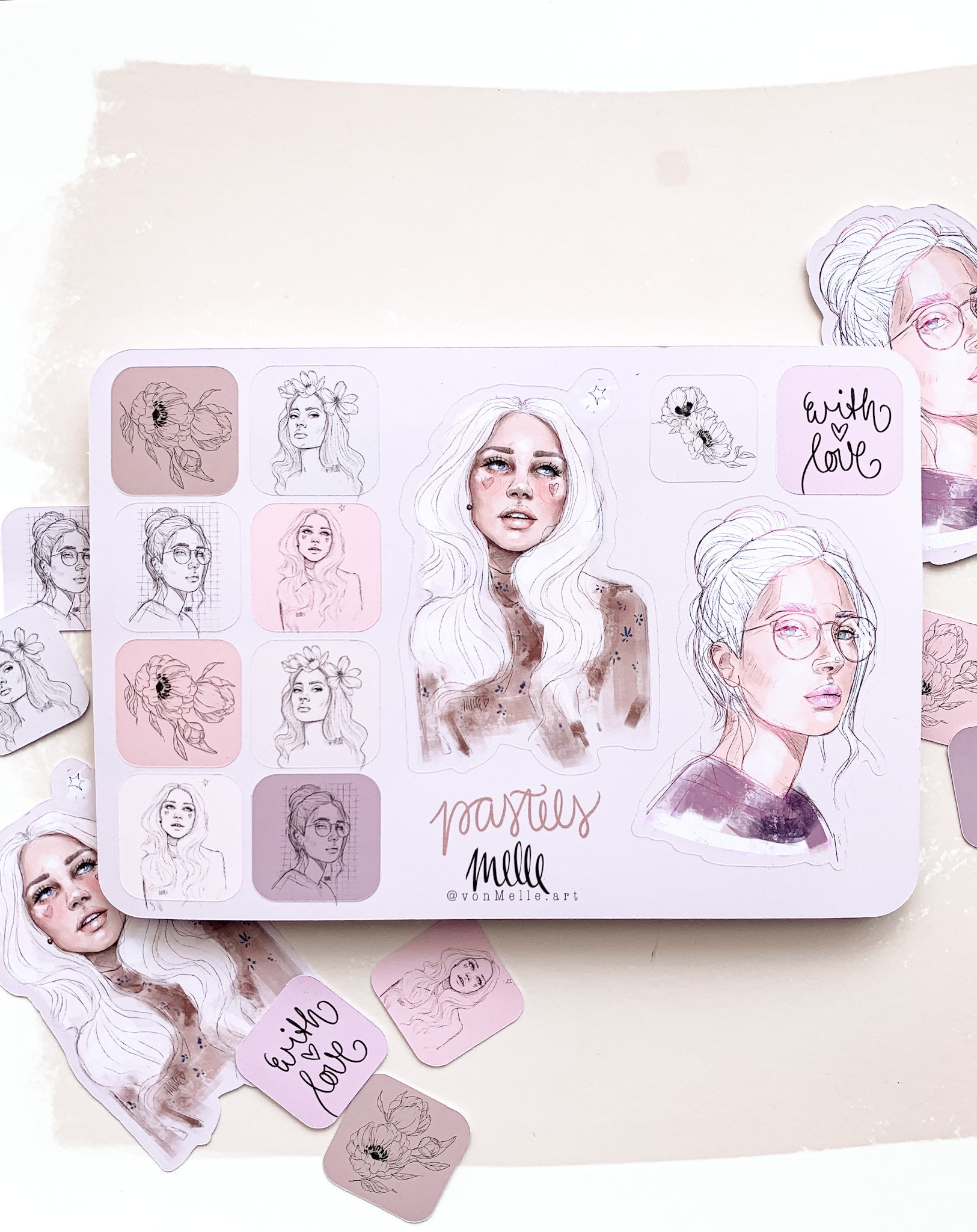 Sticker sheets "pastels" A5 15 x 21 cm