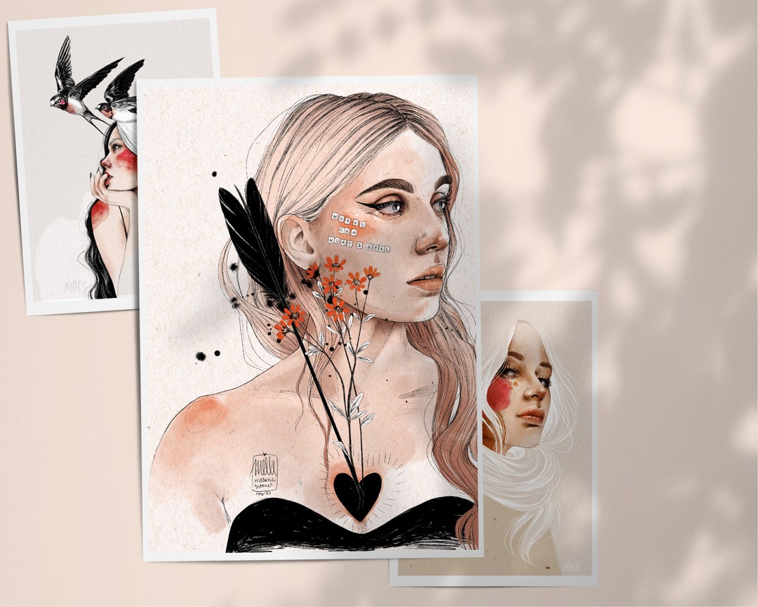 Art Print words Heal Wall Art, Postcard, Motivation Etsy