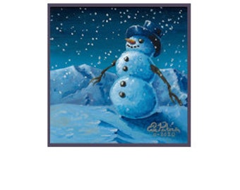 Snowman 2020 Original Acrylic Painting by Eric Perkins Fantasy Surreal Holiday Winter Christmas Season