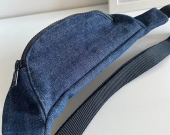 Denim Jeans Fanny Pack, Hip Bag, Hands Free Belt Bag, Festival Bag, Travel Bag, Unisex Bag, Bum Bag, Crossbody Bag, Handmade Bag, Waist Bag