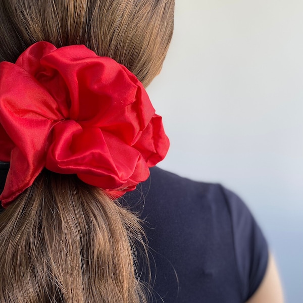 XXL Red Scrunchie, Oversized Scrunchie, Big Extralarge Giant XXL Scrunchie, Hair Ties Top Knots Hair Rubber Woman Gift Summer