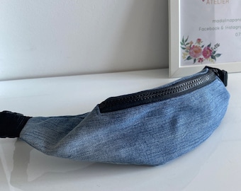 Blue Jeans Fanny Pack, Hip Bag, Hands Free Belt Bag, Festival Bag, Travel Bag, Unisex Bag, Bum Bag, Crossbody Bag, Handmade Bag, Waist Bag