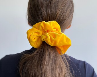 XXL Yellow Royal Velvet Scrunchie, Oversized Big Extralarge Giant XXL Scrunchie, Hair Ties Top Knots Hair Rubber Woman Gift Summer