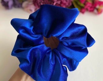 Oversized Electric Blue Royal Velvet Scrunchie,Big Extralarge Giant XXL Scrunchie, Hair Ties, Top Knots, Hair Rubber, Woman Summer Gift