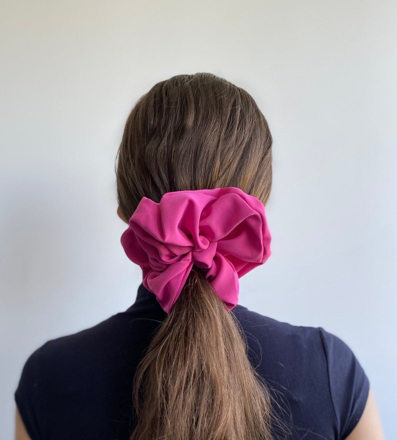 XXL Pink Magenta Scrunchie, Big Extralarge Giant XXL Scrunchie, Hair Ties Top Knots Hair Rubber Woman Gift Summer Colors zdjęcie 1