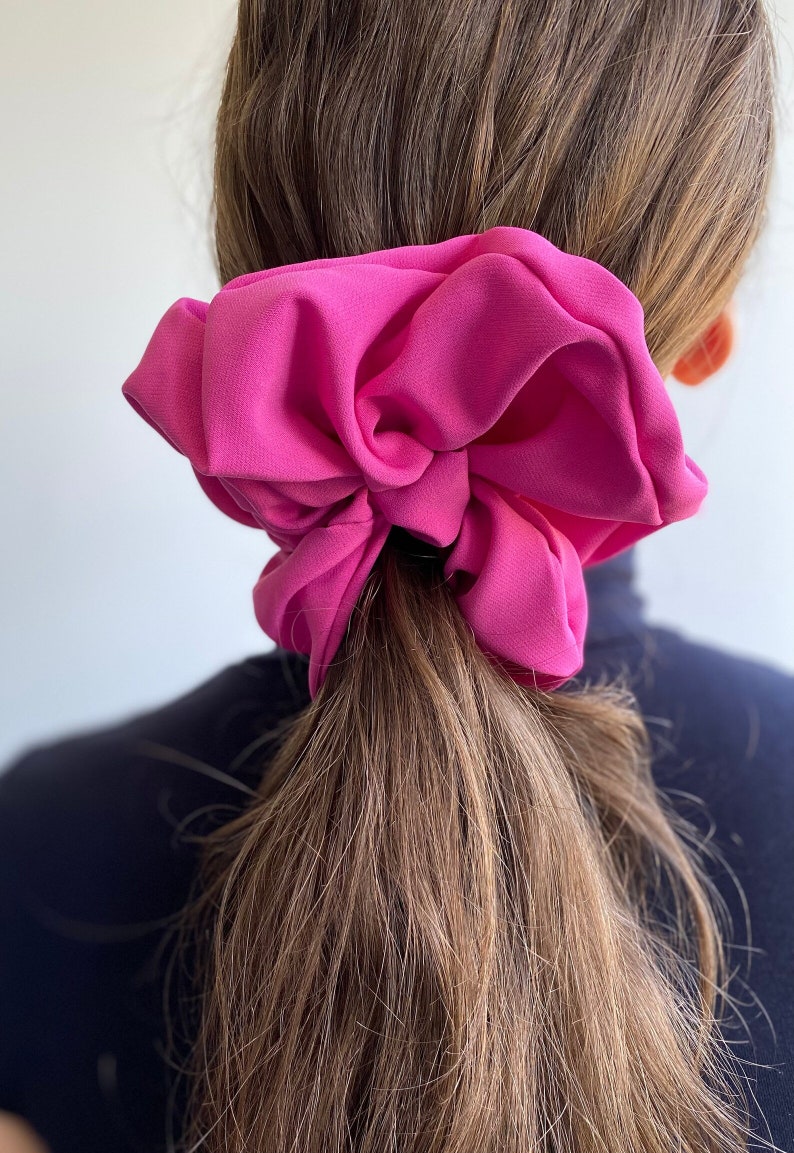 XXL Pink Magenta Scrunchie, Big Extralarge Giant XXL Scrunchie, Hair Ties Top Knots Hair Rubber Woman Gift Summer Colors zdjęcie 3