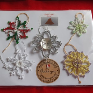 Tatted Set of 5 Small Ornaments - Made to Order