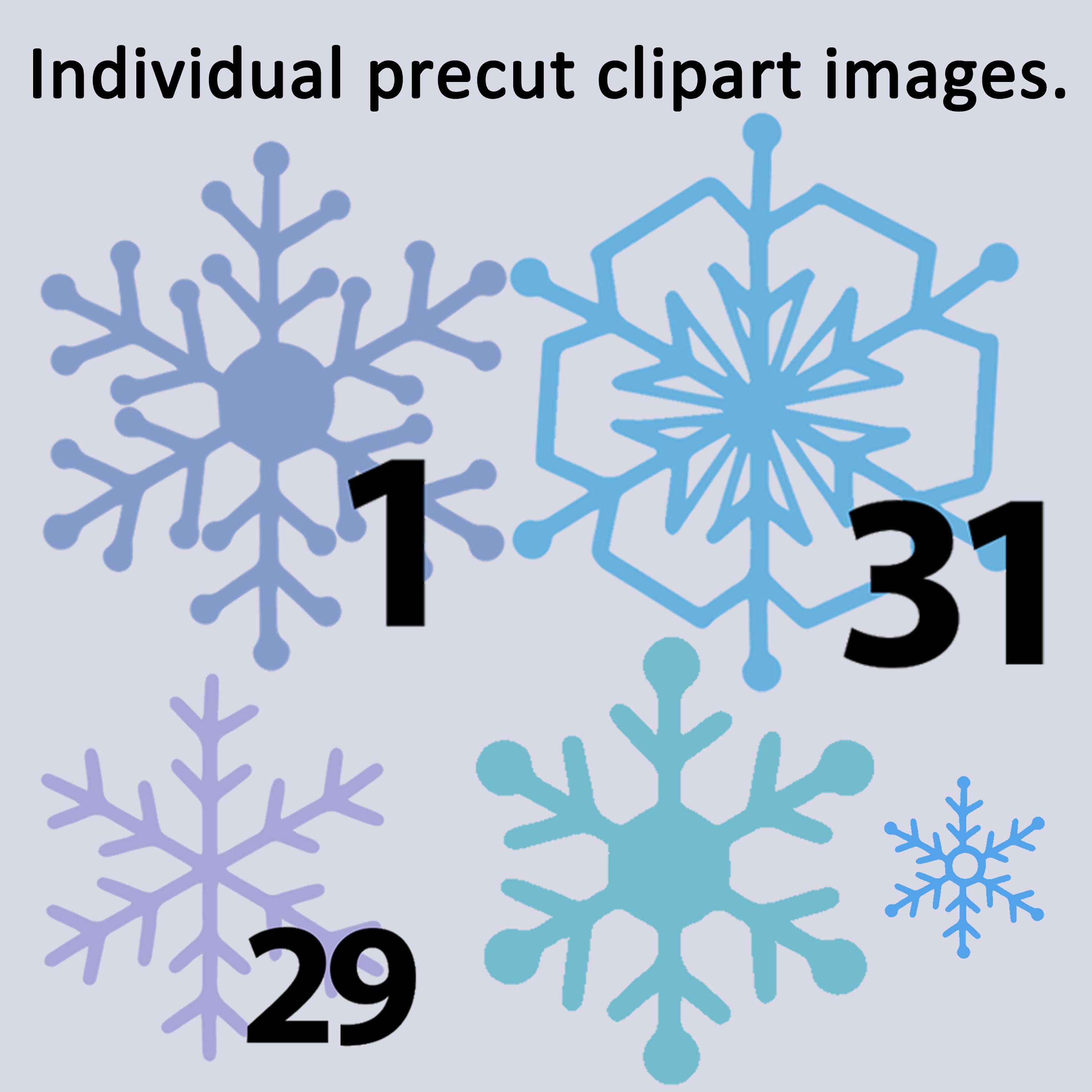 40 Snowflake Calendar Numbers Printable Digital Advent Etsy Canada