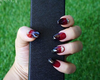 Items Similar To Purple With Shimmer Accent Press On Nail Medium