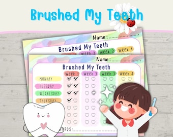 Brush My Teeth Printable, Brush Your Teeth Printable Chart, Kids Teeth ...
