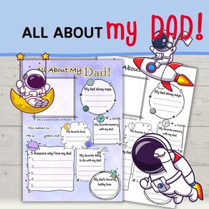 DRUCKBAR Alles über meinen Vater Füllen Sie die leeren und farbigen Geschenk, Geburtstagskarte, Vatertag, Vatertag Malseite, Geschenke für Papa vom Kind