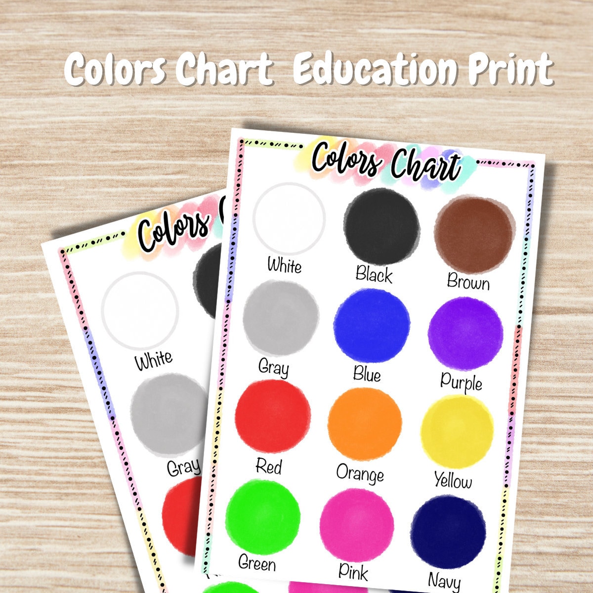 colors chart colors education print learn colors homeschool etsy