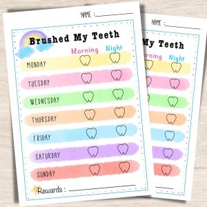Brush My Teeth Printable, Brush Your Teeth Printable Chart, Kids Teeth ...