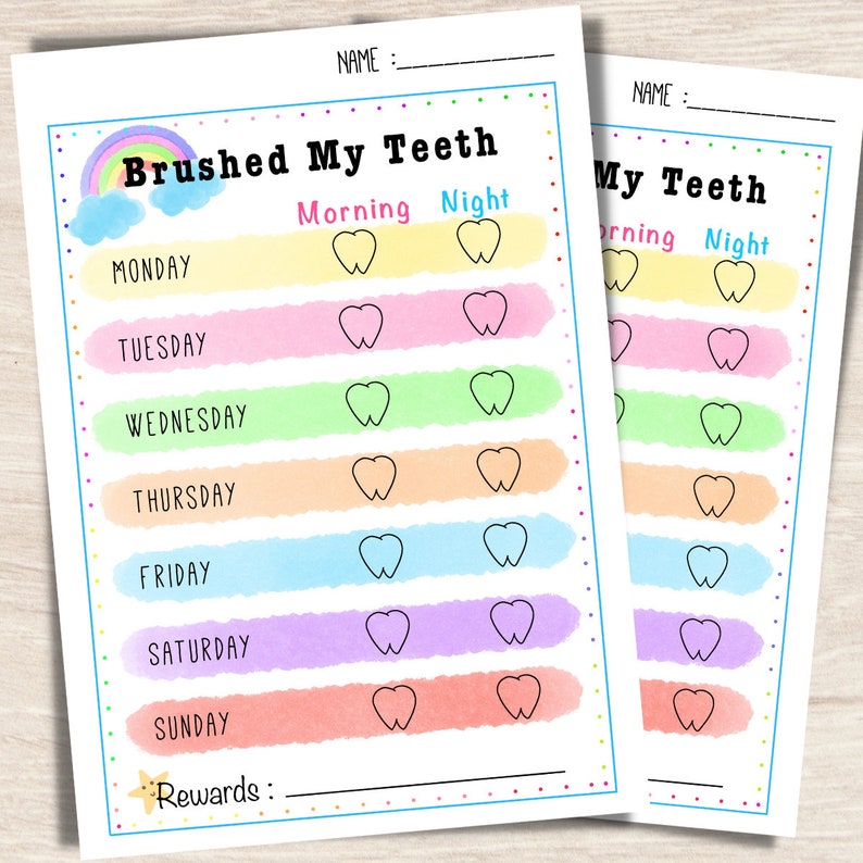 Brush My Teeth Printable, Brush Your Teeth Printable Chart, Kids Teeth ...