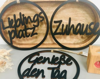 Holzring schwarz mit Spruch 22cm