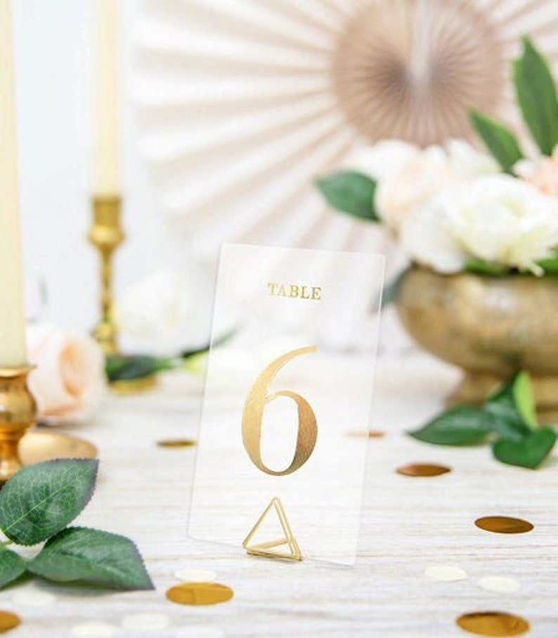 Tischnummern Hochzeit Transparent Zahlen Gold 1-20 Bild 1