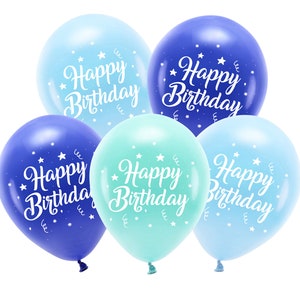 Girlande Happy Birthday 5er Ballons Mix blau
