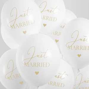Luftballons Just Married weiß-gold