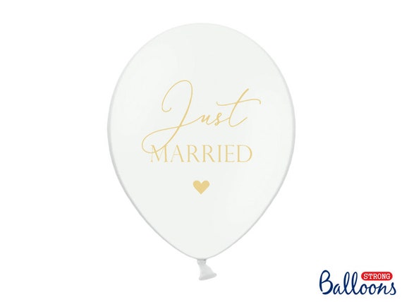 Luftballons Just Married Weiß-gold 
