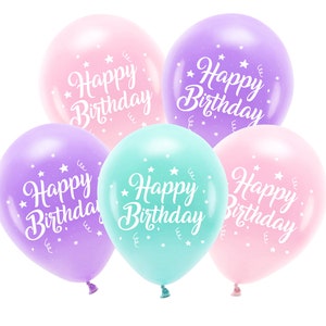 Girlande Happy Birthday 5er Ballons Mix rosa