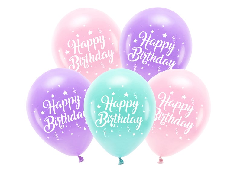 Girlande Happy Birthday 5er Ballons Mix rosa