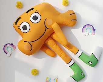 Orange Cartoon Fish Plush Toy – Soft Stuffed Animal, Kawaii Character Doll