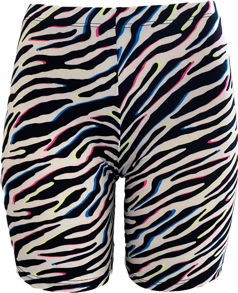 Cheryl Creations Women/'s Cotton Colorful Zebra Print Bike Shorts Comfortable Active Running Bike Athletic Workout Shorts Made in USA