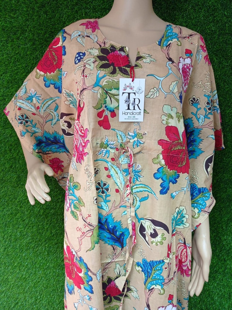 Indian Floral Kaftan, Long Caftan Dress For to be Moms, Beach Co Indian Floral Kaftan, Long Caftan Dress For to be Moms, Beach Co