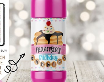 Pancakes and Pajamas Party Bubbles wrapper,Digital File,Printable pancakes,Sleepover Party,Customised,Pancake Party Invite,pajama favor wrap