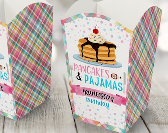 Pancakes and Pajamas popcorn box pancakes pajama party favor,Sleepover Party,Customised popcorn tub,Pancake Party Invite,party decor,pyjamas