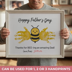 Fathers Day Craft Printable, Dad Handprint Template from Toddler or Baby, Cute Keepsake Gift, DIY Preschool Kids Activity,