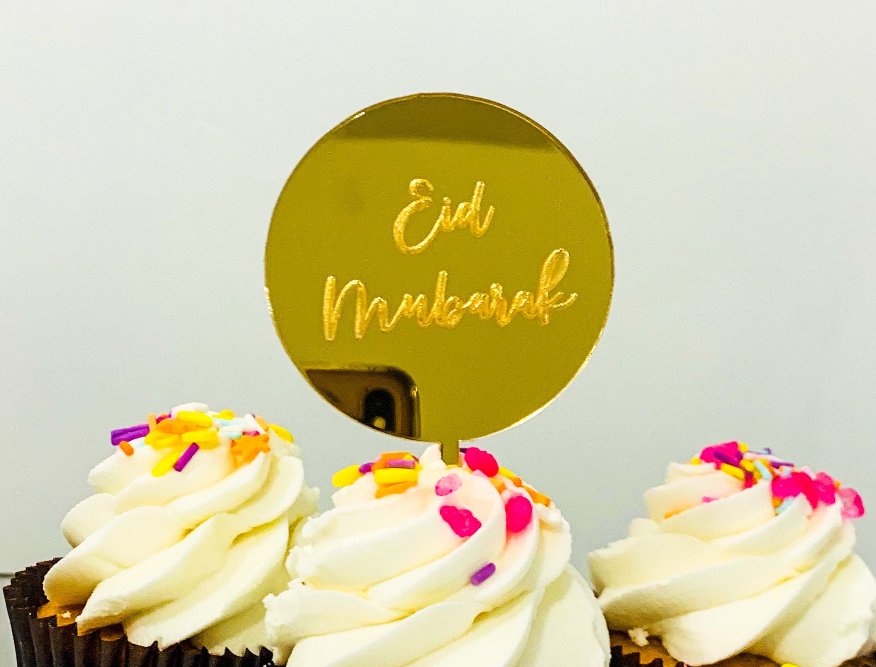 Eid Mubarak Cupcake Toppers Eid Cupcake Toppers Glitter Eid Etsy