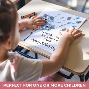 Afdrukbare kaart gelukkige Vaderdag van kinderen, eerste vaderdag vingerafdruk, gepersonaliseerde kunst voor papa, doe-het-zelf cadeau voor papa, cadeau voor papa
