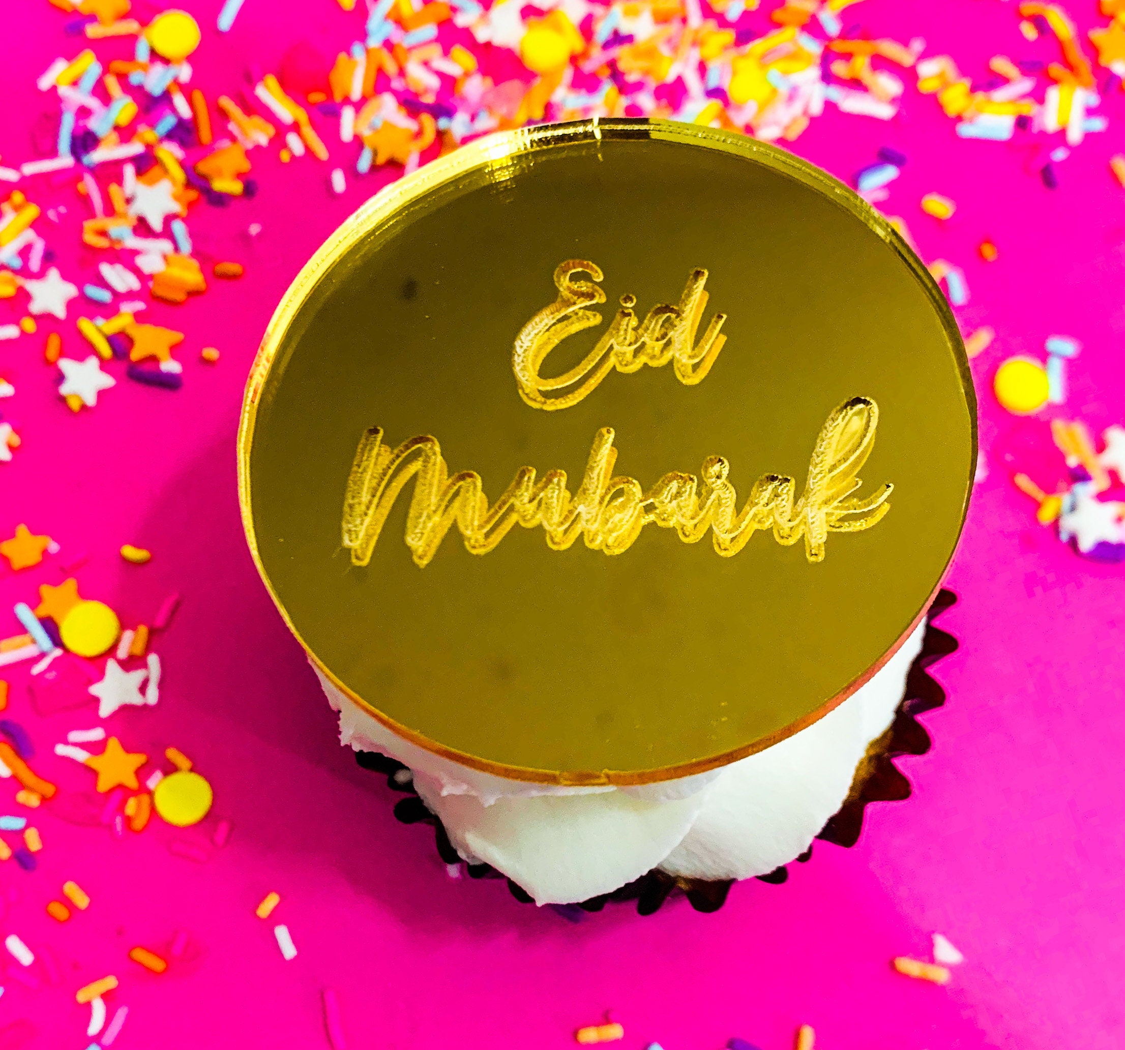 Eid Mubarak Cupcake Toppers Eid Cupcake Toppers Glitter Eid Etsy